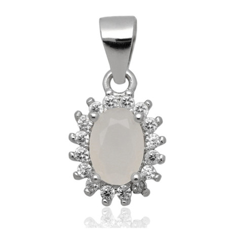 Srebrna ZAWIESZKA wisior kamień cyrkonia rodowany SREBRO 925