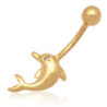 Złoty kolczyk do pępka delfin z cyrkonią Złoto pr.585