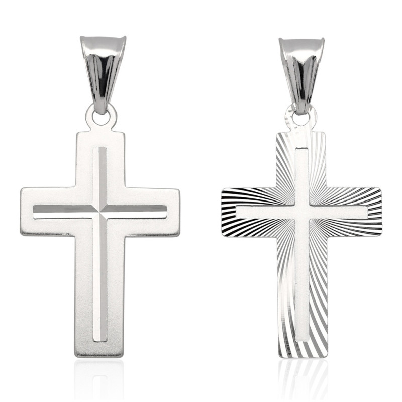 Krzyżyk Srebrny DIAMENTOWANY SREBRO 925