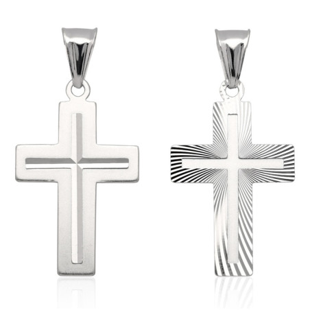 Krzyżyk Srebrny DIAMENTOWANY SREBRO 925