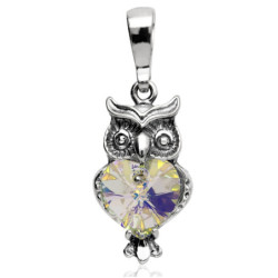 Srebrna ZAWIESZKA wisior SOWA Swarovski oksydowany SREBRO 925