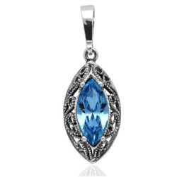 Srebrna ZAWIESZKA wisior ŁÓDECZKA Swarovski oksydowany SREBRO 925