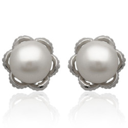 Kolczyki SREBRNE SZTYFT z perełką SREBRO 925