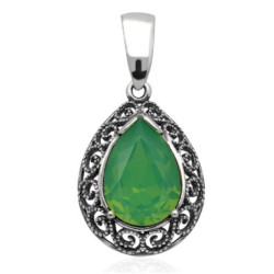 Srebrna ZAWIESZKA wisior ŁEZKA Swarovski oksydowany SREBRO 925