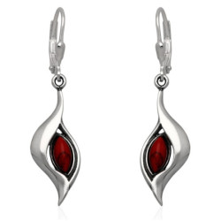 Kolczyki SREBRNE ANGIELSKIE zapięcie wiszące z koralem SREBRO 925