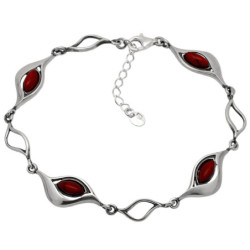 Bransoletka srebrna damska z koralem oksydowana 19-21 cm SREBRO 925