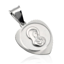 Medalik Srebrny Matka Boska MADONNA SERCE SREBRO 925