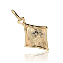 Złoty Medalik Matka Boska MIŁOSIERNEGO SERCA ROMB ZŁOTO 585