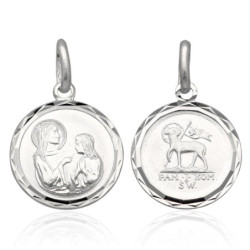 Medalik Srebrny Matka Boska PAMIĄTKA I KOMUNII ŚW. SREBRO 925