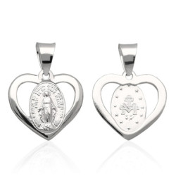 Medalik Srebrny Matka Boska NIEPOKALANA CUDOWNY SERCE SREBRO 925