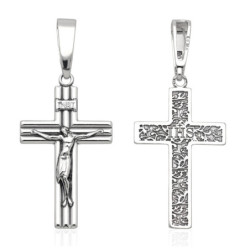 Krzyżyk Srebrny z JEZUSEM zawieszka KRZYŻ z wizerunkiem oksydowany 925