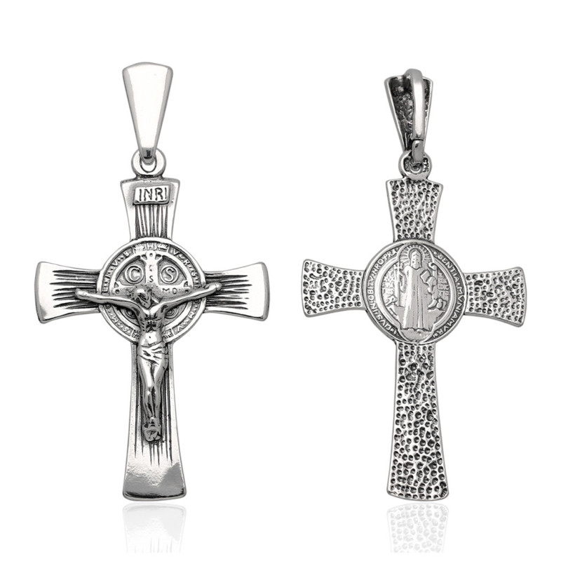 Krzyżyk Srebrny ŚW.BENEDYKTA oksydowany SREBRO 925