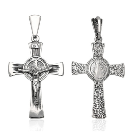 Krzyżyk Srebrny ŚW.BENEDYKTA oksydowany SREBRO 925