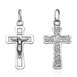 Krzyżyk Srebrny z JEZUSEM zawieszka KRZYŻ z wizerunkiem oksydowany 925