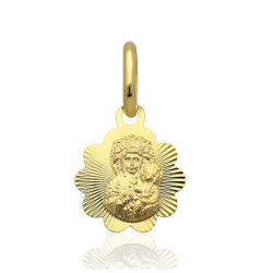 Złoty Medalik Matka Boska CZĘSTOCHOWSKA KWIATEK ZŁOTO 585