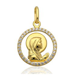 Złoty Medalik Matka Boska MATKA BOSKA z cyrkoniami ZŁOTO 585