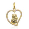 Złoty Medalik Matka Boska CZĘSTOCHOWSKA SERCE z cyrkoniami ZŁOTO 585
