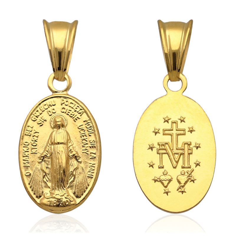 Medalik Srebrny Matka Boska NIEPOKALANA CUDOWNY pozłacany SREBRO 925