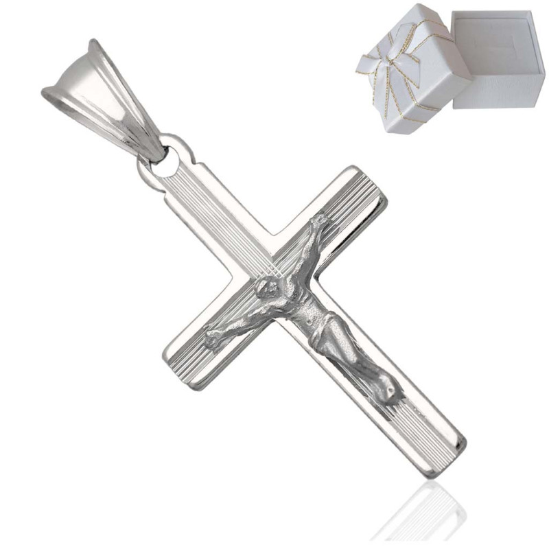 Krzyżyk Srebrny z JEZUSEM zawieszka KRZYŻ z wizerunkiem SREBRO 925