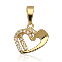 Złota zawieszka Wisior SERCE serduszko z cyrkoniami ZŁOTO 585
