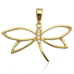 Złota zawieszka Wisior ważka z cyrkoniami ZŁOTO 585