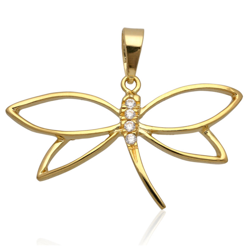 Złota zawieszka Wisior ważka z cyrkoniami ZŁOTO 585