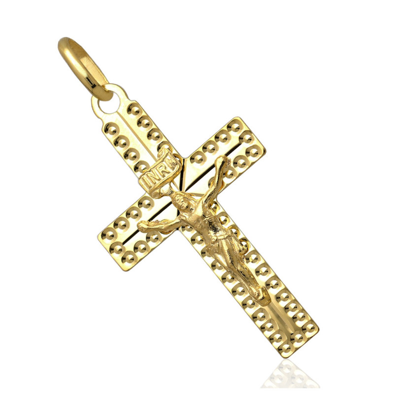 Złoty Krzyżyk DIAMENTOWANY ZŁOTO 585