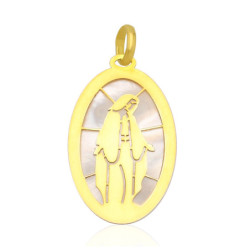 Złoty Medalik Matka Boska z masą perłową ZŁOTO 585