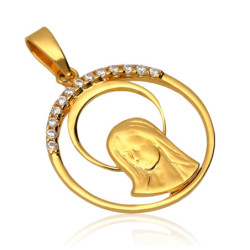 Złoty Medalik Matka Boska z cyrkoniami ZŁOTO 585