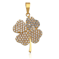 Złota zawieszka Wisior koniczynka z cyrkoniami ZŁOTO 585