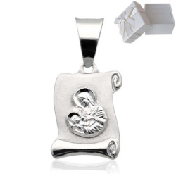 Medalik Srebrny Matka Boska KARMIĄCA PAPIRUS SREBRO 925