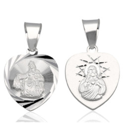 Medalik Srebrny Matka Boska SZKAPLERZNA dwustronny SZKAPLERZ SERCE 925