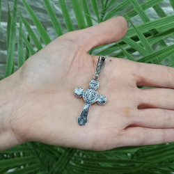 Krzyżyk Srebrny z JEZUSEM zawieszka KRZYŻ ŚW.BENEDYKTA SREBRO 925