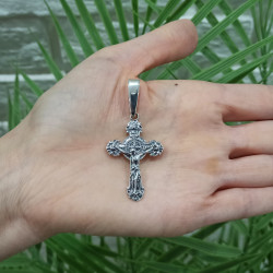 Krzyżyk Srebrny z JEZUSEM zawieszka KRZYŻ ŚW.BENEDYKTA SREBRO 925