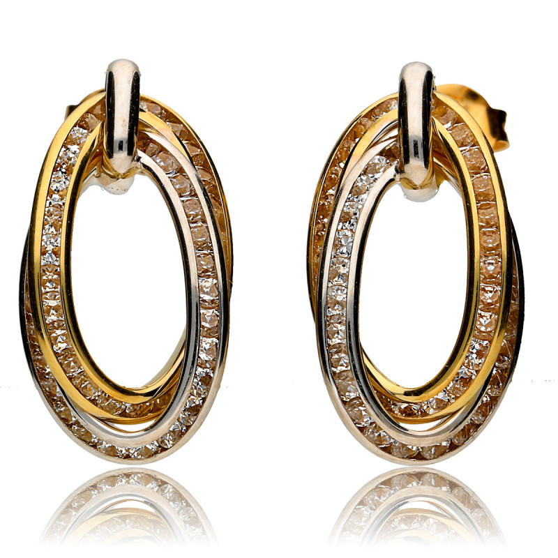 ZŁOTE kolczyki sztyft z cyrkoniami ZŁOTO 585