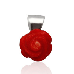 Srebrna ZAWIESZKA wisior RÓŻA z koralem SREBRO 925