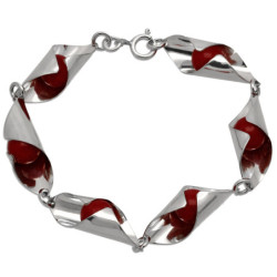 Bransoletka srebrna damska z koralem 19 cm SREBRO 925