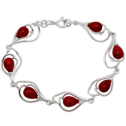 Bransoletka srebrna damska z koralem 19 cm SREBRO 925