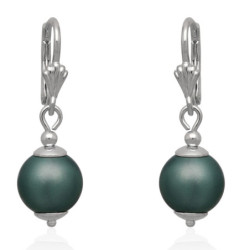 Kolczyki SREBRNE ANGIELSKIE zapięcie wiszące z perełką kulki 925