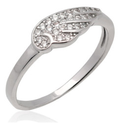 Pierścionek srebrny SKRZYDŁO z cyrkoniami rodowany SREBRO 925