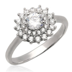 Pierścionek srebrny z cyrkoniami rodowany SREBRO 925