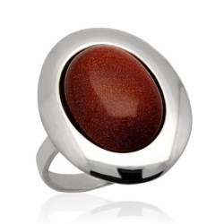 Pierścionek srebrny OWAL z piaskiem pustyni oksydowany SREBRO 925