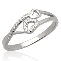 Pierścionek srebrny SERCE z cyrkoniami rodowany SREBRO 925